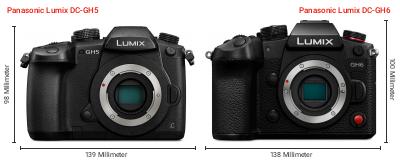 Größenvergleich: Panasonic Lumix DC-GH5 vs. Panasonic Lumix DC-GH6 Größenvergleich: Panasonic Lumix DC-GH5 vs. Panasonic Lumix DC-GH6