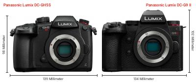 Größenvergleich: Panasonic Lumix DC-GH5S vs. Panasonic Lumix DC-G9 II Größenvergleich: Panasonic Lumix DC-GH5S vs. Panasonic Lumix DC-G9 II
