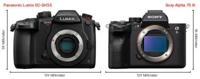 Größenvergleich: Panasonic Lumix DC-GH5S vs. Sony Alpha 7S III Größenvergleich: Panasonic Lumix DC-GH5S vs. Sony Alpha 7S III