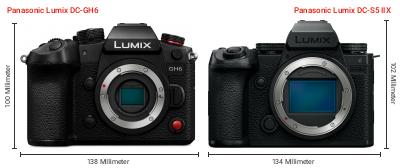 Größenvergleich: Panasonic Lumix DC-GH6 vs. Panasonic Lumix DC-S5 IIX Größenvergleich: Panasonic Lumix DC-GH6 vs. Panasonic Lumix DC-S5 IIX