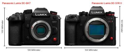 Größenvergleich: Panasonic Lumix DC-GH7 vs. Panasonic Lumix DC-S1R II