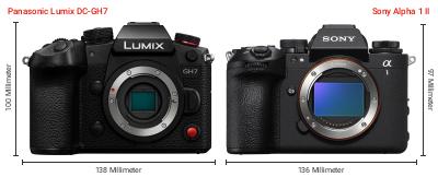 Größenvergleich: Panasonic Lumix DC-GH7 vs. Sony Alpha 1 II Größenvergleich: Panasonic Lumix DC-GH7 vs. Sony Alpha 1 II