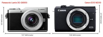 Größenvergleich: Panasonic Lumix DC-GX800 vs. Canon EOS M200 Größenvergleich: Panasonic Lumix DC-GX800 vs. Canon EOS M200
