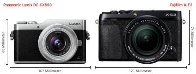 Größenvergleich: Panasonic Lumix DC-GX800 vs. Fujifilm X-E3 Größenvergleich: Panasonic Lumix DC-GX800 vs. Fujifilm X-E3