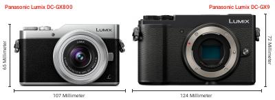 Größenvergleich: Panasonic Lumix DC-GX800 vs. Panasonic Lumix DC-GX9 Größenvergleich: Panasonic Lumix DC-GX800 vs. Panasonic Lumix DC-GX9