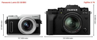 Größenvergleich: Panasonic Lumix DC-GX880 vs. Fujifilm X-T4