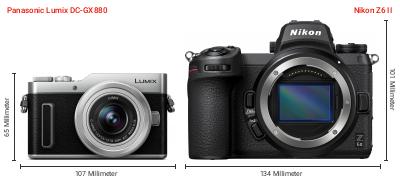 Größenvergleich: Panasonic Lumix DC-GX880 vs. Nikon Z6 II Größenvergleich: Panasonic Lumix DC-GX880 vs. Nikon Z6 II
