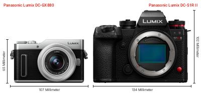 Größenvergleich: Panasonic Lumix DC-GX880 vs. Panasonic Lumix DC-S1R II