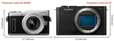 Größenvergleich: Panasonic Lumix DC-GX880 vs. Panasonic Lumix DC-S9 Größenvergleich: Panasonic Lumix DC-GX880 vs. Panasonic Lumix DC-S9