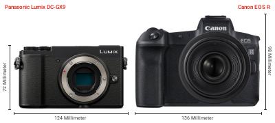 Größenvergleich: Panasonic Lumix DC-GX9 vs. Canon EOS R Größenvergleich: Panasonic Lumix DC-GX9 vs. Canon EOS R