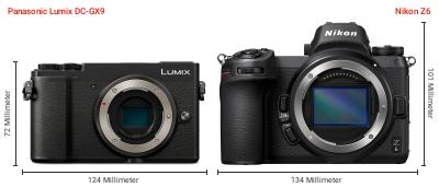 Größenvergleich: Panasonic Lumix DC-GX9 vs. Nikon Z6 Größenvergleich: Panasonic Lumix DC-GX9 vs. Nikon Z6