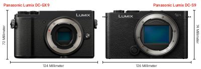 Größenvergleich: Panasonic Lumix DC-GX9 vs. Panasonic Lumix DC-S9 Größenvergleich: Panasonic Lumix DC-GX9 vs. Panasonic Lumix DC-S9