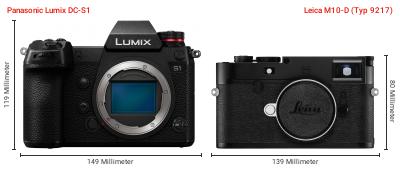 Größenvergleich: Panasonic Lumix DC-S1 vs. Leica M10-D (Typ 9217) Größenvergleich: Panasonic Lumix DC-S1 vs. Leica M10-D (Typ 9217)