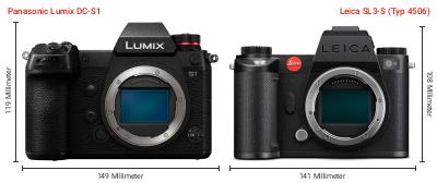 Größenvergleich: Panasonic Lumix DC-S1 vs. Leica SL3-S (Typ 4506) Größenvergleich: Panasonic Lumix DC-S1 vs. Leica SL3-S (Typ 4506)