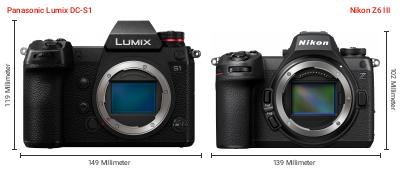 Größenvergleich: Panasonic Lumix DC-S1 vs. Nikon Z6 III Größenvergleich: Panasonic Lumix DC-S1 vs. Nikon Z6 III