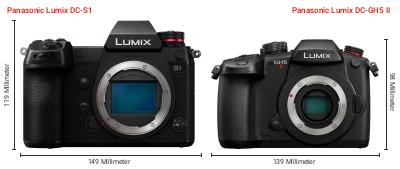 Größenvergleich: Panasonic Lumix DC-S1 vs. Panasonic Lumix DC-GH5 II