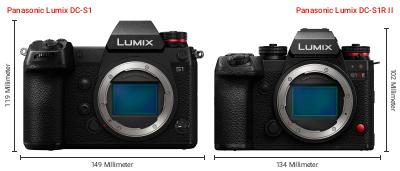 Größenvergleich: Panasonic Lumix DC-S1 vs. Panasonic Lumix DC-S1R II Größenvergleich: Panasonic Lumix DC-S1 vs. Panasonic Lumix DC-S1R II