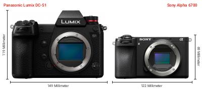 Größenvergleich: Panasonic Lumix DC-S1 vs. Sony Alpha 6700 Größenvergleich: Panasonic Lumix DC-S1 vs. Sony Alpha 6700