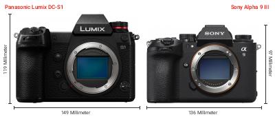 Größenvergleich: Panasonic Lumix DC-S1 vs. Sony Alpha 9 III Größenvergleich: Panasonic Lumix DC-S1 vs. Sony Alpha 9 III
