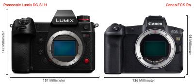 Größenvergleich: Panasonic Lumix DC-S1H vs. Canon EOS Ra Größenvergleich: Panasonic Lumix DC-S1H vs. Canon EOS Ra