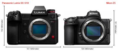 Größenvergleich: Panasonic Lumix DC-S1H vs. Nikon Z5
