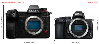 Größenvergleich: Panasonic Lumix DC-S1H vs. Nikon Z50 Größenvergleich: Panasonic Lumix DC-S1H vs. Nikon Z50