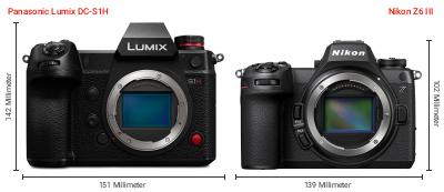 Größenvergleich: Panasonic Lumix DC-S1H vs. Nikon Z6 III Größenvergleich: Panasonic Lumix DC-S1H vs. Nikon Z6 III