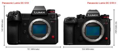 Größenvergleich: Panasonic Lumix DC-S1H vs. Panasonic Lumix DC-S1R II Größenvergleich: Panasonic Lumix DC-S1H vs. Panasonic Lumix DC-S1R II