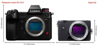 Größenvergleich: Panasonic Lumix DC-S1H vs. Sigma fp Größenvergleich: Panasonic Lumix DC-S1H vs. Sigma fp