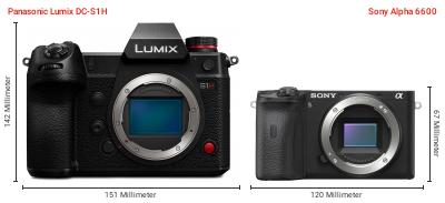 Größenvergleich: Panasonic Lumix DC-S1H vs. Sony Alpha 6600 Größenvergleich: Panasonic Lumix DC-S1H vs. Sony Alpha 6600