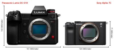 Größenvergleich: Panasonic Lumix DC-S1H vs. Sony Alpha 7C