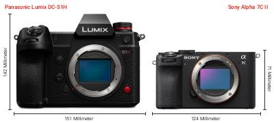 Größenvergleich: Panasonic Lumix DC-S1H vs. Sony Alpha 7C II