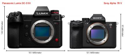 Größenvergleich: Panasonic Lumix DC-S1H vs. Sony Alpha 7R V Größenvergleich: Panasonic Lumix DC-S1H vs. Sony Alpha 7R V