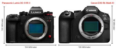 Größenvergleich: Panasonic Lumix DC-S1R II vs. Canon EOS R6 Mark III