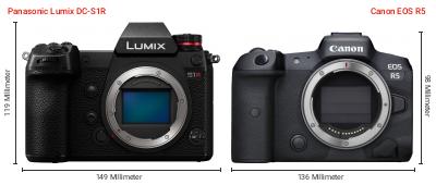 Größenvergleich: Panasonic Lumix DC-S1R vs. Canon EOS R5