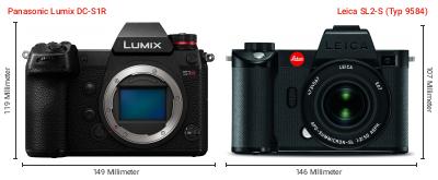 Größenvergleich: Panasonic Lumix DC-S1R vs. Leica SL2-S (Typ 9584) Größenvergleich: Panasonic Lumix DC-S1R vs. Leica SL2-S (Typ 9584)