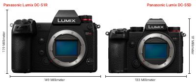 Größenvergleich: Panasonic Lumix DC-S1R vs. Panasonic Lumix DC-S5D Größenvergleich: Panasonic Lumix DC-S1R vs. Panasonic Lumix DC-S5D