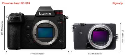 Größenvergleich: Panasonic Lumix DC-S1R vs. Sigma fp Größenvergleich: Panasonic Lumix DC-S1R vs. Sigma fp