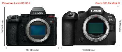 Größenvergleich: Panasonic Lumix DC-S5 II vs. Canon EOS R6 Mark III Größenvergleich: Panasonic Lumix DC-S5 II vs. Canon EOS R6 Mark III