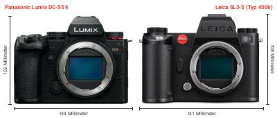 Größenvergleich: Panasonic Lumix DC-S5 II vs. Leica SL3-S (Typ 4506)