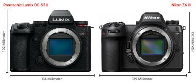 Größenvergleich: Panasonic Lumix DC-S5 II vs. Nikon Z6 III Größenvergleich: Panasonic Lumix DC-S5 II vs. Nikon Z6 III