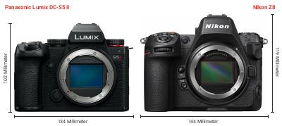 Größenvergleich: Panasonic Lumix DC-S5 II vs. Nikon Z8 Größenvergleich: Panasonic Lumix DC-S5 II vs. Nikon Z8