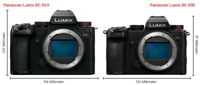 Größenvergleich: Panasonic Lumix DC-S5 II vs. Panasonic Lumix DC-S5D Größenvergleich: Panasonic Lumix DC-S5 II vs. Panasonic Lumix DC-S5D