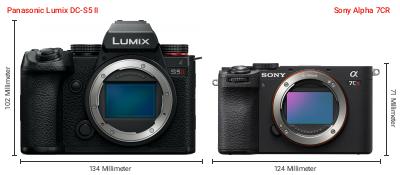 Größenvergleich: Panasonic Lumix DC-S5 II vs. Sony Alpha 7CR Größenvergleich: Panasonic Lumix DC-S5 II vs. Sony Alpha 7CR