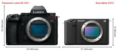 Größenvergleich: Panasonic Lumix DC-S5 II vs. Sony Alpha ZV-E1 Größenvergleich: Panasonic Lumix DC-S5 II vs. Sony Alpha ZV-E1