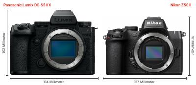 Größenvergleich: Panasonic Lumix DC-S5 IIX vs. Nikon Z50 II