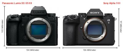 Größenvergleich: Panasonic Lumix DC-S5 IIX vs. Sony Alpha 9 III Größenvergleich: Panasonic Lumix DC-S5 IIX vs. Sony Alpha 9 III