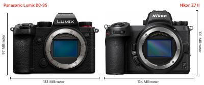 Größenvergleich: Panasonic Lumix DC-S5 vs. Nikon Z7 II Größenvergleich: Panasonic Lumix DC-S5 vs. Nikon Z7 II