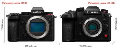 Größenvergleich: Panasonic Lumix DC-S5 vs. Panasonic Lumix DC-GH7 Größenvergleich: Panasonic Lumix DC-S5 vs. Panasonic Lumix DC-GH7