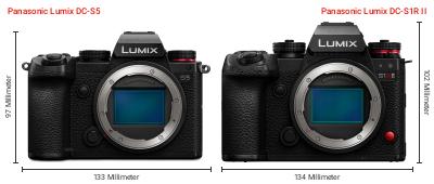 Größenvergleich: Panasonic Lumix DC-S5 vs. Panasonic Lumix DC-S1R II Größenvergleich: Panasonic Lumix DC-S5 vs. Panasonic Lumix DC-S1R II